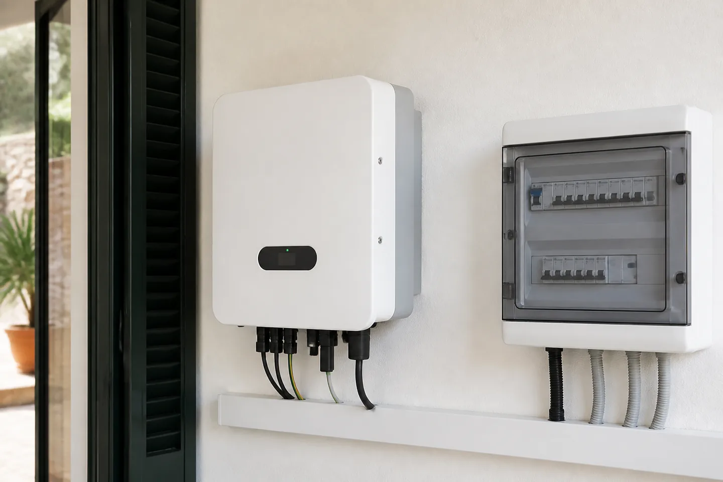 Unbranded solar inverter and protected distribution board
