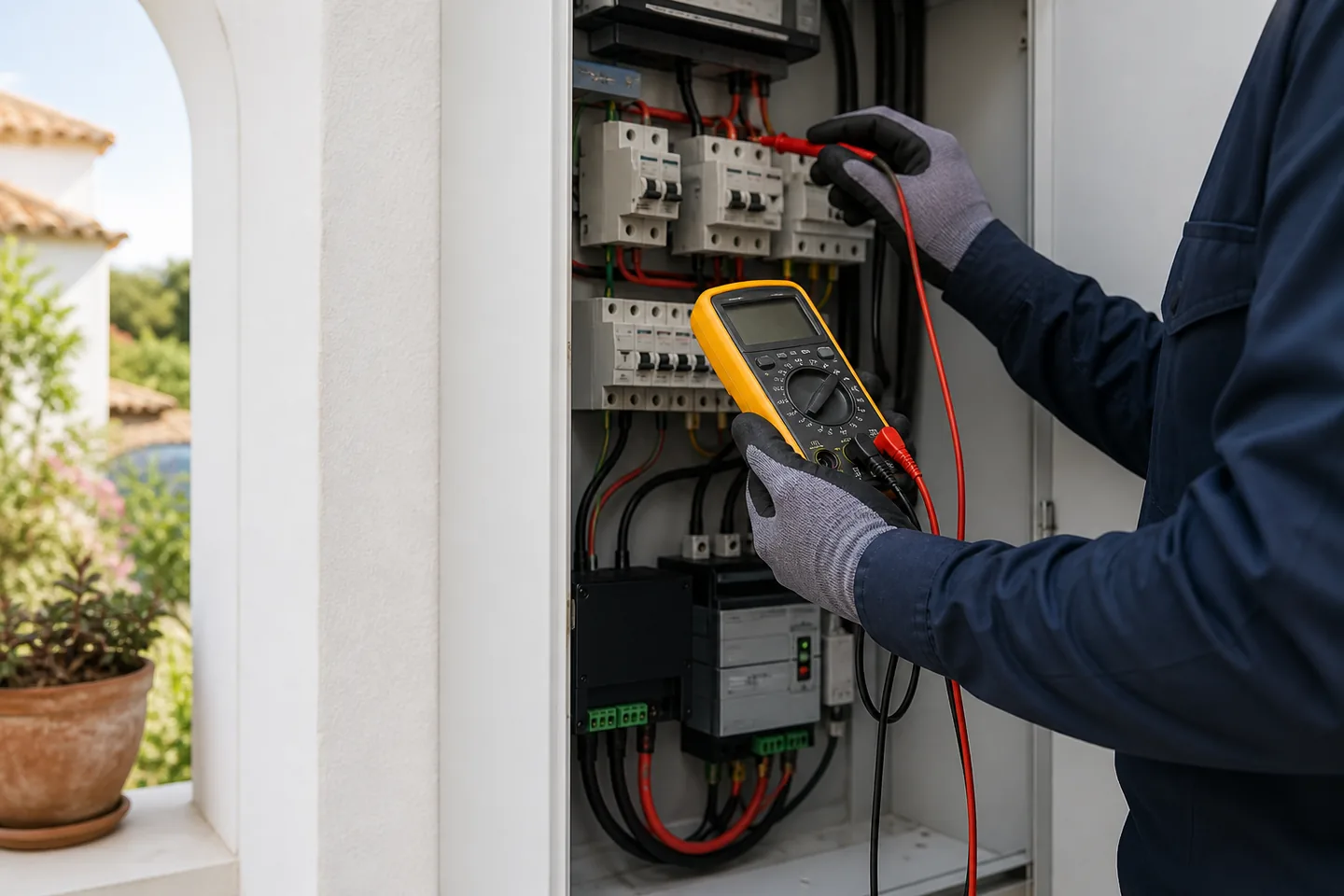 Electrical testing at a solar distribution board